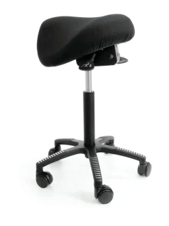 Tuolit & Jakkarat|ErgoFinland Soft-Satulatuoli, musta kangasverhoilu