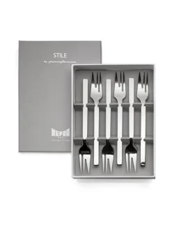 Aterimet & Tarjoiluvälineet|Mepra Stile by Pininfarina-kakkuhaarukka 6 kpl lahjapakkauksessa