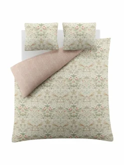 Liinavaatteet|William Morris At Home Strawberry Thief -satiinipussilakanasetti 54 PINK