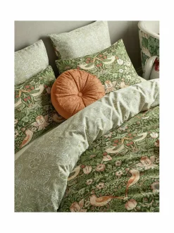 Liinavaatteet|William Morris At Home Strawberry Thief -satiinipussilakanasetti 34 NETTLE GREEN