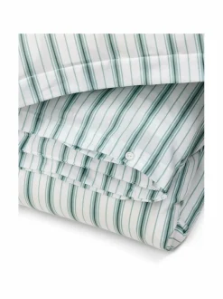 Liinavaatteet|Lexington Striped Poplin -pussilakanasetti WHITE/EUCALYPTUS