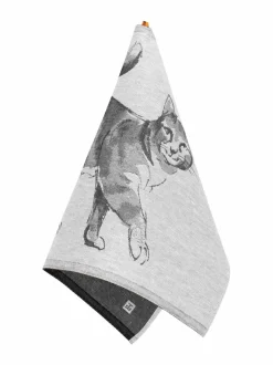 Keittiö- & Kattaustekstiilit|Lapuan Kankurit Teemu Järvi x KISSA -keittiöpyyhe pellavasekoitteesta 46 x 70 cm 9 WHITE-BLACK