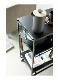 Säilytys|Yamazaki Tower Three-Tier Rolling Server Cart -tarjoiluvaunu 38 x 49 x 81,5 cm BLACK