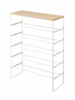 Säilytys|Yamazaki Tower-kenkähylly saarniviilukannella 87 x 66 x 25 cm WHITE