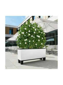 Ruukut & Istutusastiat|Lechuza Trio Cottage Altakasteluruukku 100x32cm, korkeus 34cm + jalat 15 cm + köynnöskehikko TUMMAHARMAA