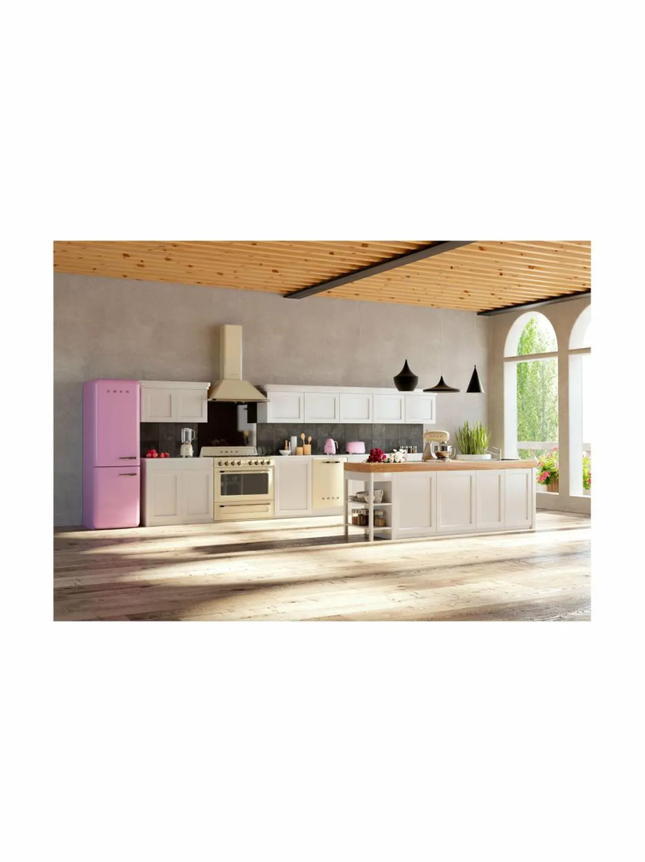 Leivänpaahtimet|Smeg TSF01PKEU-leivänpaahdin, 2 viipaleelle VAALEANPUNAINEN