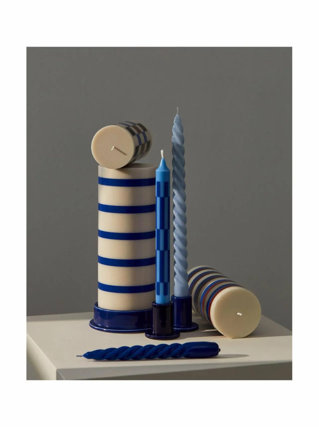 Kynttilät & Lyhdyt|HAY Tube-kynttilänjalka BLUE