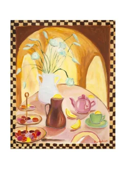 Taulut & Julisteet|Pia Rydman Art Vaaleanpunainen teehetki, 73x60 cm, akryylimaalaus, Pia Rydman