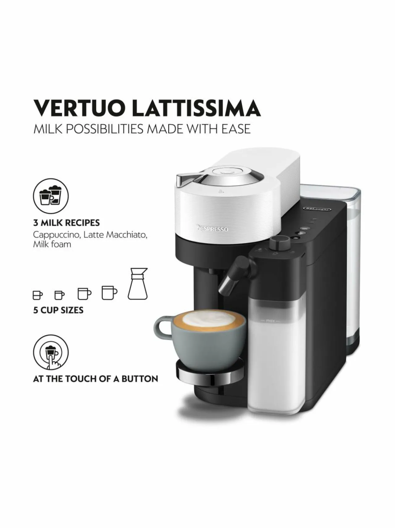 Kahvin- & Vedenkeittimet|Nespresso Vertuo Lattissima -kahvikone WHITE