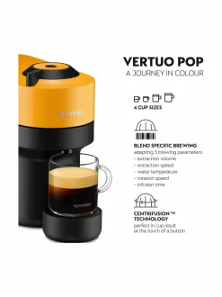 Kahvin- & Vedenkeittimet|Nespresso Vertuo Pop Capsule Coffee Maker -kahvikone YELLOW