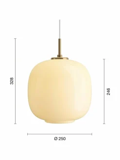 Kattovalaisimet|Louis Poulsen VL 45 Radiohus -riippuvalaisin, Ø 250mm BRASS/GLOSSY PALE YELLOW GLASS