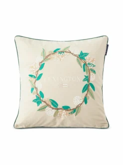 Sisustustyynyt|Lexington Wreath-tyynynpäällinen 50 x 50 cm 2750 BEIGE/GREEN