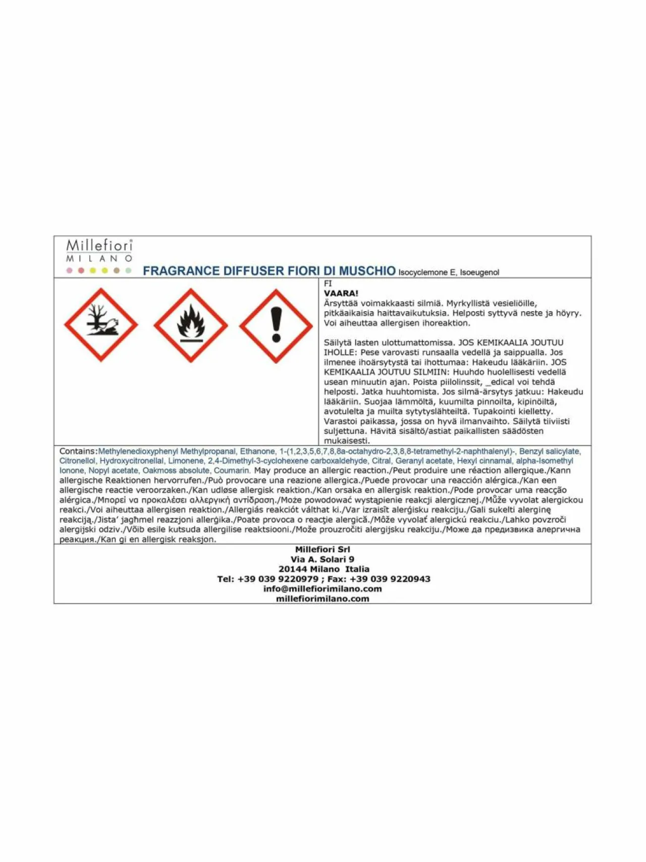 Huonetuoksut & Tuoksukynttilät|Millefiori Zona Fior di Muschio -huonetuoksu 250 ml VALKOINEN